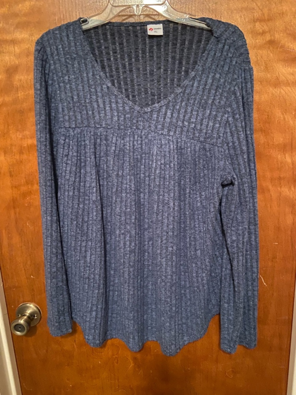 Blue Rib Knit Tunic Top